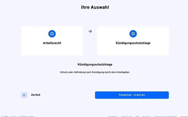 Justi Legal Formular navigieren - Mandatsannahme
